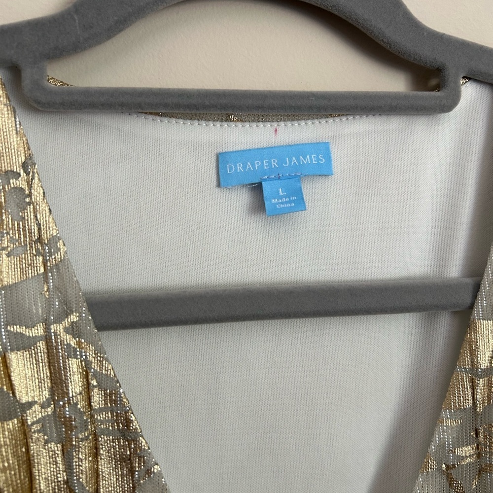 Draper James Sleeveless Tiered Gold Dress Size Large - Picture 3 of 8